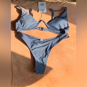 Zaful push up plunge underwire Bikini Grey size M